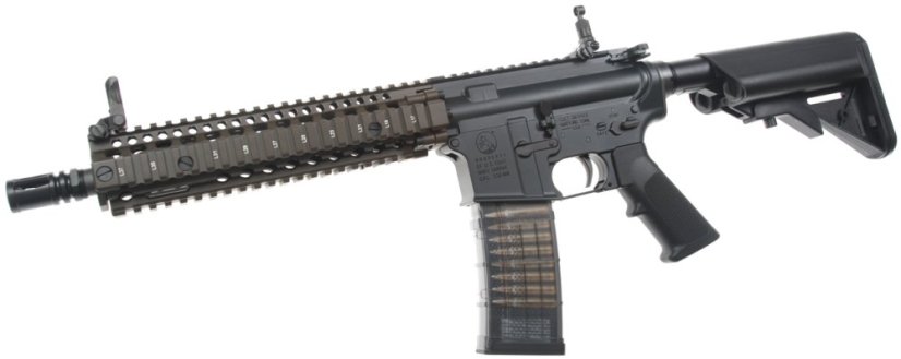 EMG Colt MK18 10.5 Inch Mod 1, DD RII, GBBR, Black/Brown Two Tone, Cyma CGS, COLT.1001