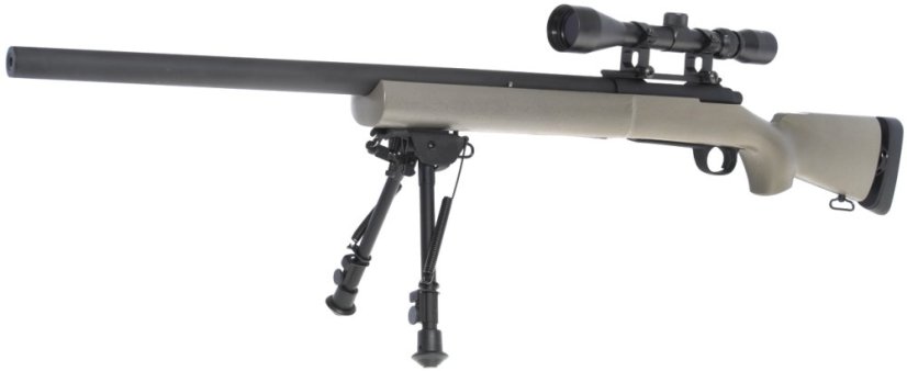 M24 Socom TAN, kétlábú állvány, távcső, Snow Wolf, SW-04T ++
