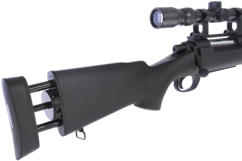 M24 Socom fekete, kétlábú állvány, távcső, Snow Wolf, SW-04 ++
