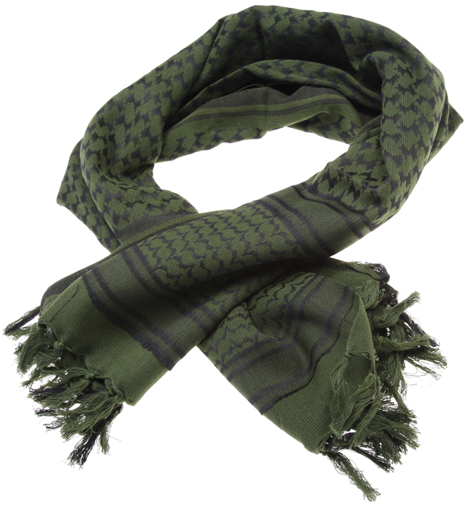 Foulard shemag, 110 x 110, vert, noir, ACM