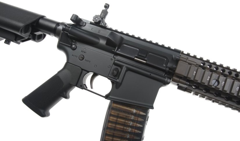 EMG Colt MK18 10.5 Inch Mod 1, DD RII, GBBR, Black/Brown Two Tone, Cyma CGS, COLT.1001