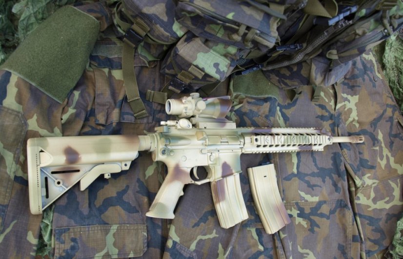 Camo egyedi KAC SR-15, 150 m/s, AirsoftGuns, E&C