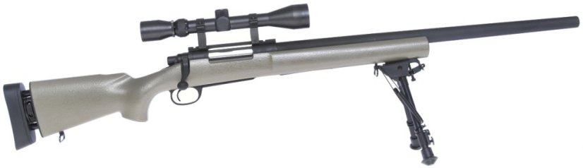 M24 Socom TAN, kétlábú állvány, távcső, Snow Wolf, SW-04T ++