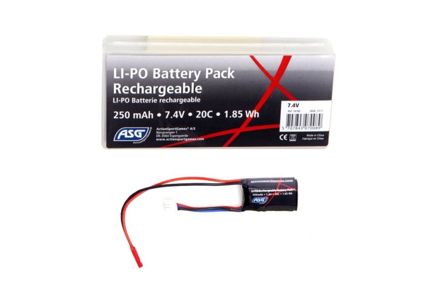 Battery, AEP Li-Pol 7.4V, 250mAh, 20C, ASG