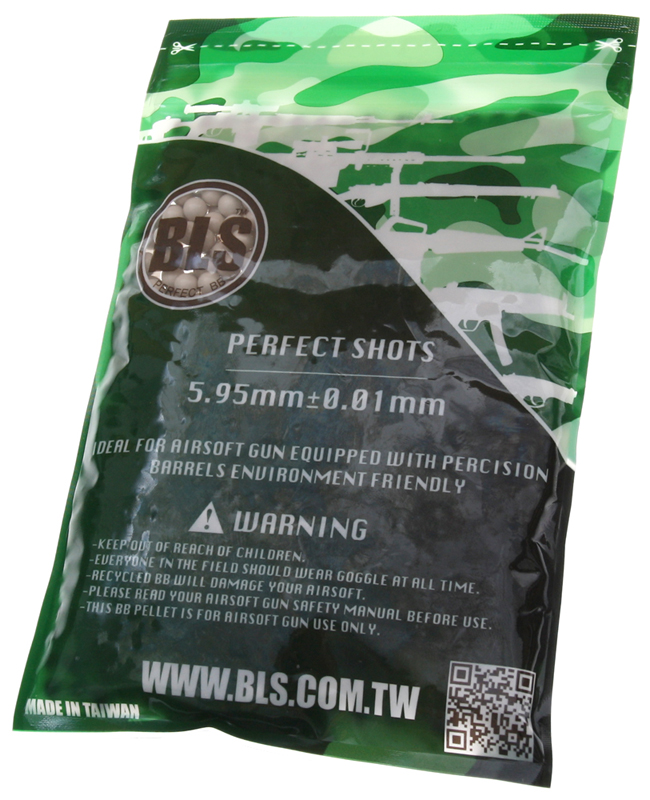 Airsoft BBs, 0.48g, 6mm, white, 1000rd, small bag, BLS
