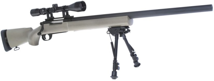 M24 Socom TAN, kétlábú állvány, távcső, Snow Wolf, SW-04T ++