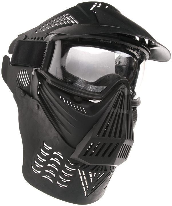 Protective mask, with lens, large, black, ACM