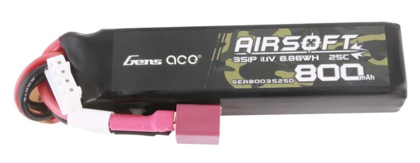 Battery Li-Po 11.1V, 800 mAh, 25C, Gens Ace