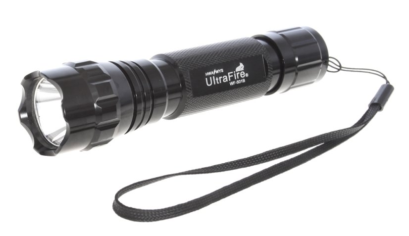 Tactical flashlight 900 lm, 2x batteries, charger, accessories, UltraFire