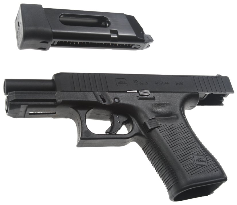 Glock 19 Gen 5 FS MOS, fekete, GBB, CO2, Umarex