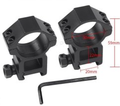 Mount rings 30 mm, high, HD, T-Eagle