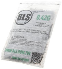 Airsoft BB-k, 0,42 g, 6 mm, szürke, rozsdamentes, 1000 db, kis tasak, BLS