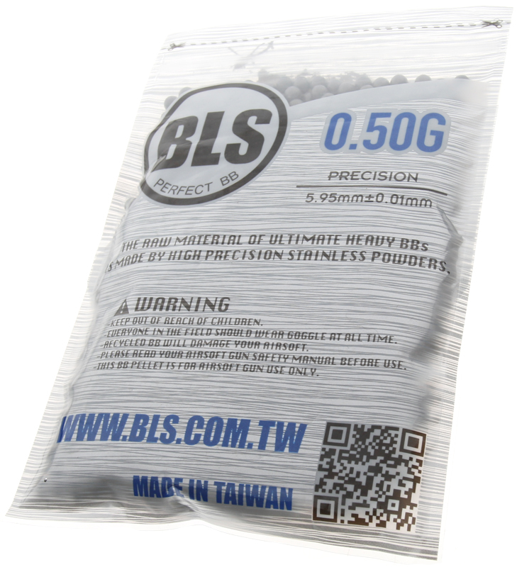Airsoft BBs, 0.50g, 6mm, gray, stainless, 1000rd, small bag, BLS