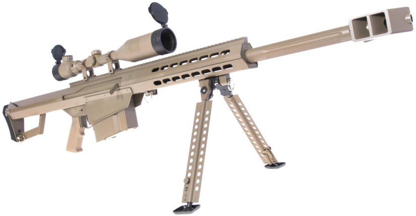 Barrett M82A1 CQB TAN, bipod, scope, Snow Wolf, SW-02B
