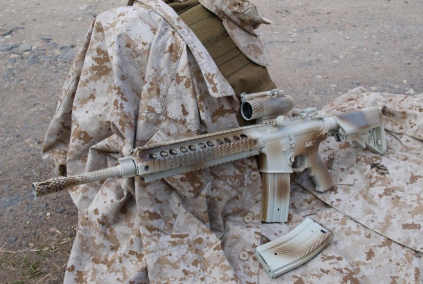 Camo egyedi KAC SR-15, 150 m/s, AirsoftGuns, E&C