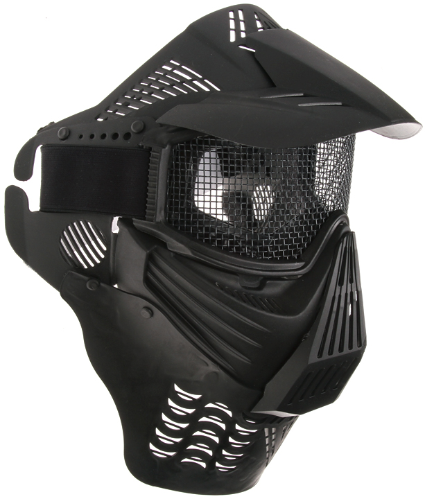 Protective mask, with mesh, large, black, ACM