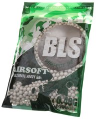 Airsoft BB-k, 0,48 g, 6 mm, fehér, 1000 db, kis táska, BLS