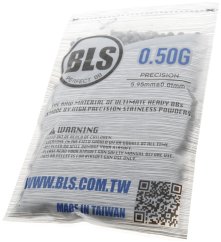 Airsoft BBs, 0.50g, 6mm, gray, stainless, 1000rd, small bag, BLS