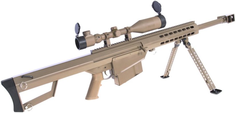 Barrett M82A1 CQB TAN, bipod, scope, Snow Wolf, SW-02B