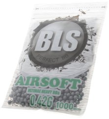 Airsoft BB-k, 0,42 g, 6 mm, szürke, rozsdamentes, 1000 db, kis tasak, BLS