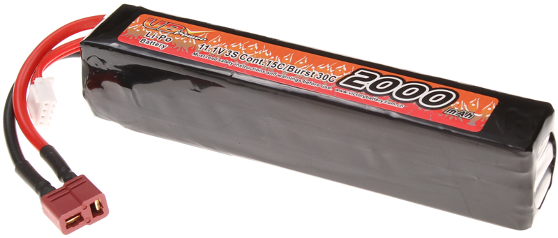 Battery, stick, Li-Pol, 11.1V, 2000mAh, 15C, VB Power