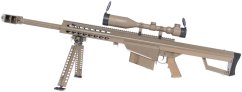 Barrett M82A1 CQB TAN, kétlábú állvány, távcső, Snow Wolf, SW-02B
