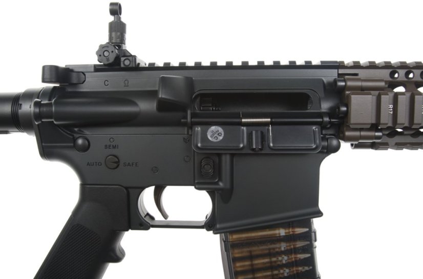 EMG Colt MK18 10.5 Inch Mod 1, DD RII, GBBR, Black/Brown Two Tone, Cyma CGS, COLT.1001