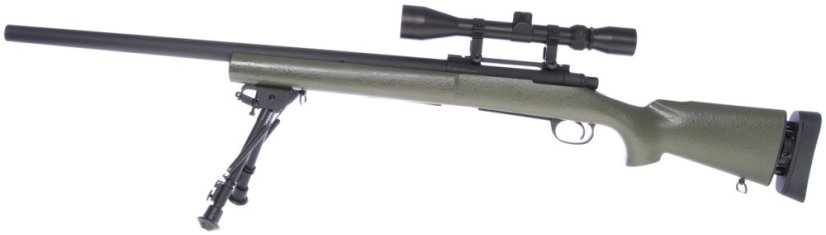 M24 Socom OD, kétlábú állvány, távcső, Snow Wolf, SW-04G ++