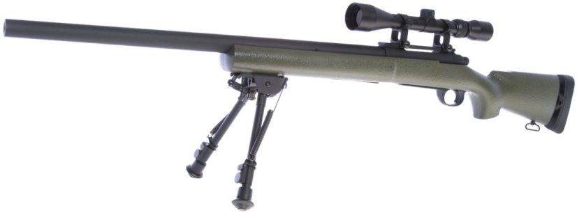 M24 Socom OD, kétlábú állvány, távcső, Snow Wolf, SW-04G ++