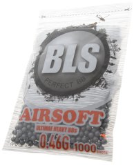 Airsoft BB-k, 0,46 g, 6 mm, szürke, rozsdamentes, 1000 db, kis tasak, BLS
