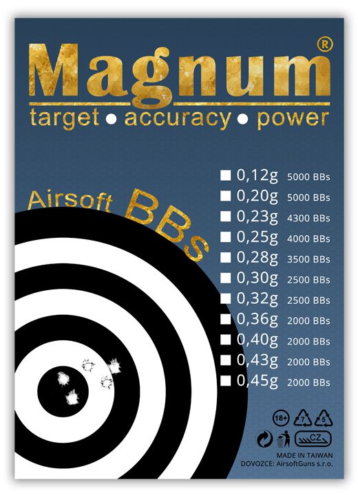 Airsoft BBs, 0.45g, 6mm, 2000rd, Magnum