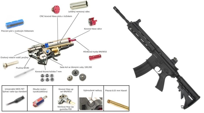 Power Custom HK416, akkumulátor csőben, 160 m/s, AirsoftGuns, BY-801, BI-8001M