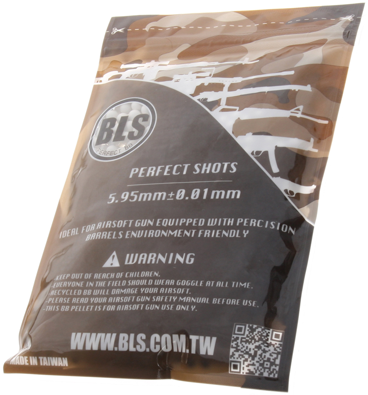 Airsoft BB-k, 0,40 g, 6 mm, fehér, 1000 db, kis tasak, BLS