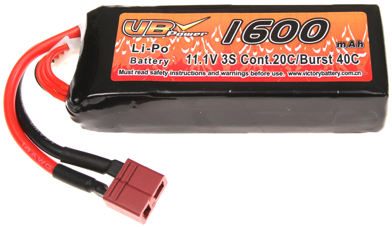Battery, mini block, Li-Pol, 11.1V, 1600mAh, 20C, VB Power
