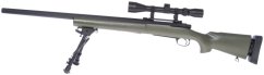 M24 Socom OD, kétlábú állvány, távcső, Snow Wolf, SW-04G ++