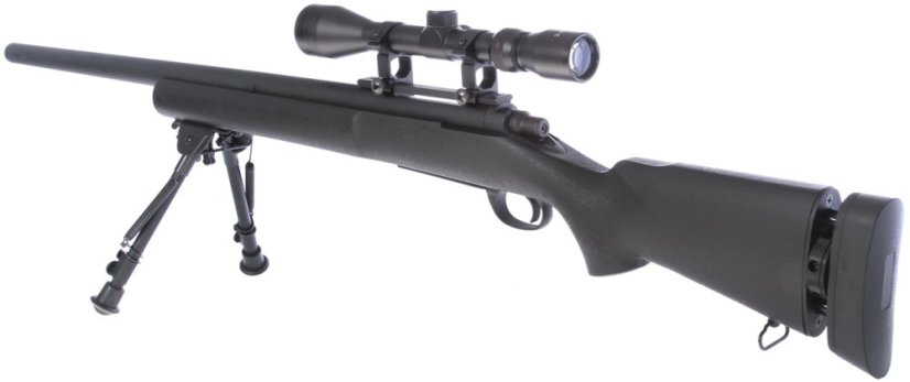 M24 Socom fekete, kétlábú állvány, távcső, Snow Wolf, SW-04 ++