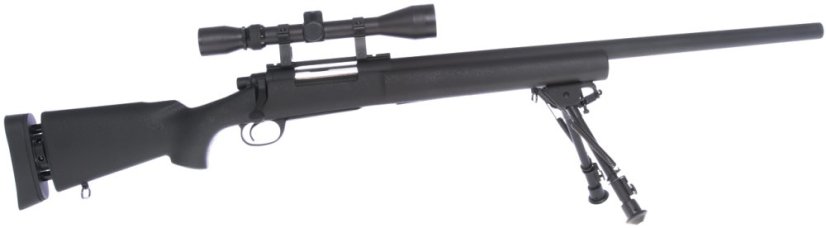 M24 Socom fekete, kétlábú állvány, távcső, Snow Wolf, SW-04 ++