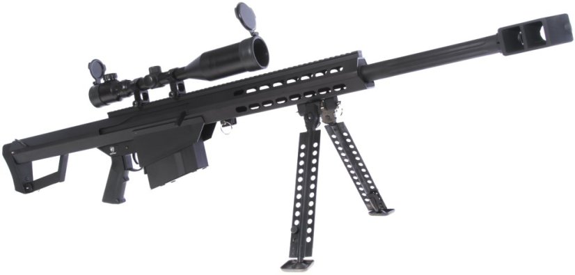 Barrett M82A1 CQB, kétlábú állvány, távcső, Snow Wolf, SW-02