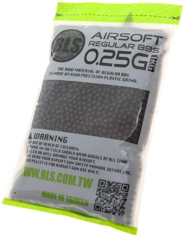 Airsoft BBs, 0.25g, 6mm, 4000rd, black, BLS