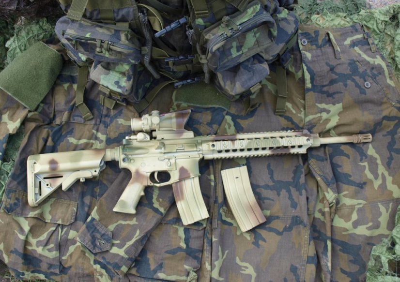 Camo egyedi KAC SR-15, 150 m/s, AirsoftGuns, E&C