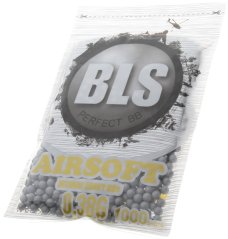 Airsoft BB-k, 0,38 g, 6 mm, szürke, rozsdamentes, 1000 db, kis tasak, BLS