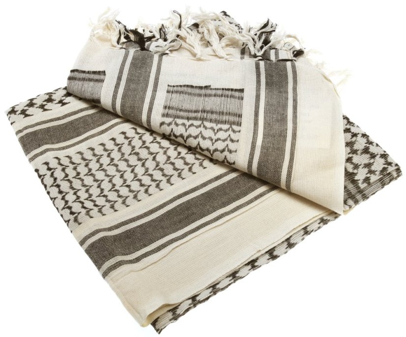 Scarf shemag, 110x110, white, black, ACM